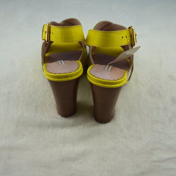 Opening Ceremony Colorblock Heels Yellow Blush Pink Leather Platform Sandals 9.5 - Picture 3 of 11